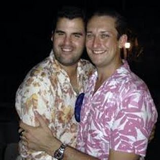 Karl Lijnders (left) is smiling, has black hair, a beard, and a mustache, wearing a white polo with a brown floral design top with blue shades. Dan Bourchier (right) is smiling, has black hair, wearing a black-silver wristwatch on his left hand, white polo with a pink leaf design.
