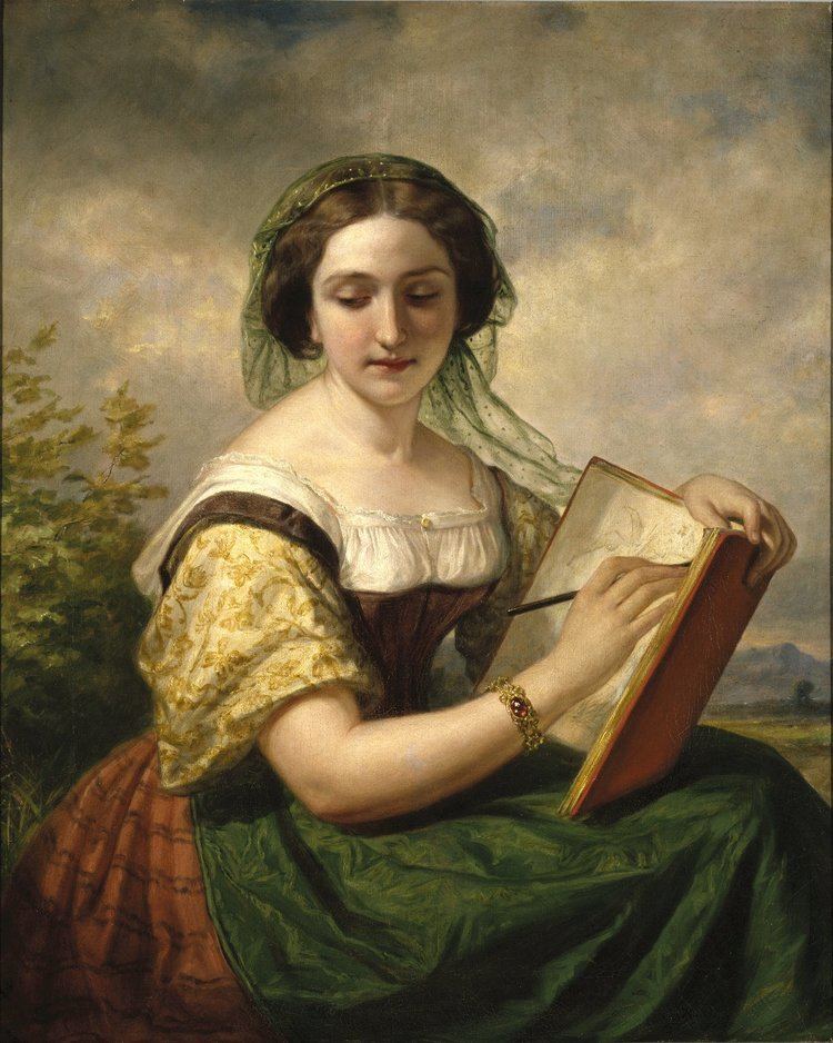 Daniel Huntington The Sketcher A Portrait of Mlle Rosina a Jewess Oil