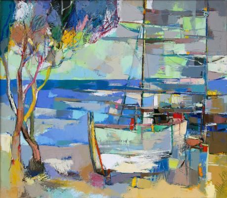Daniel Jordanov Boats and Trees Oil on canvas Daniel Jordanov Alberchy