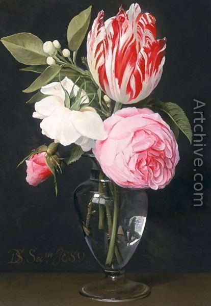 Daniel Seghers Flowers in a glass vase reproduction by Daniel Seghers