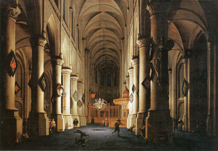 Daniël de Blieck de Blieck Interior of a church by candlelight