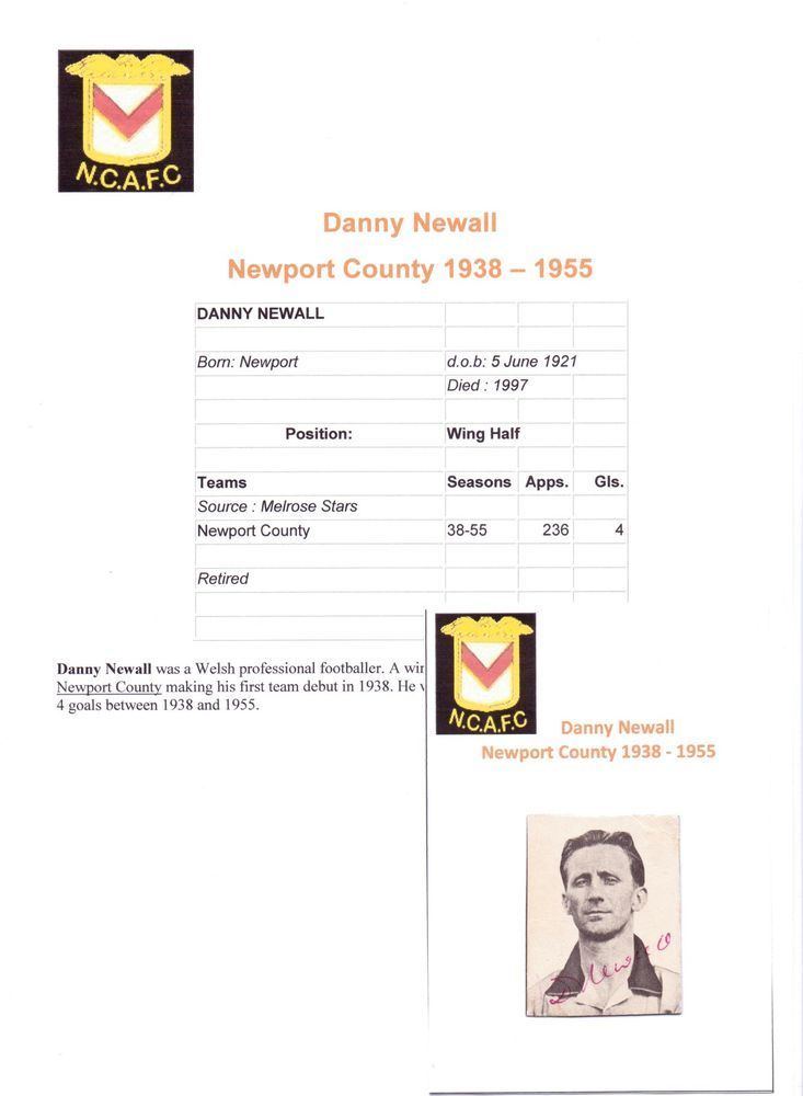 Danny Newall DANNY NEWALL NEWPORT COUNTY 19381955 RARE ORIGINAL HAND SIGNED