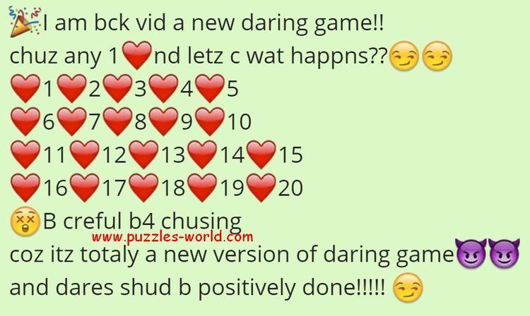 Daring Game Whatsapp Daring Game Choose any 1 and lets see what Happens