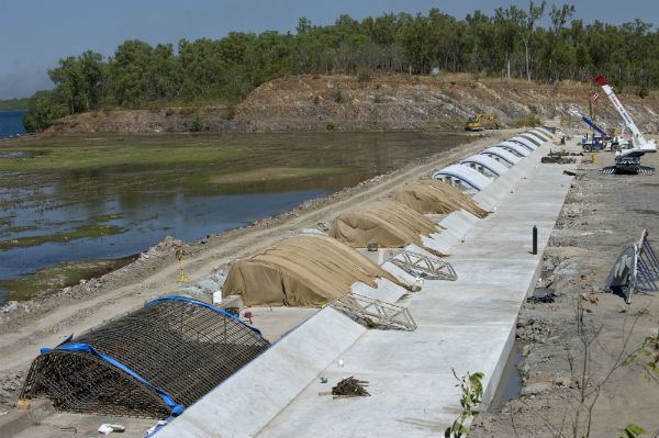 Darwin River Dam Darwin River Dam spillway during raising image courtesy of Power