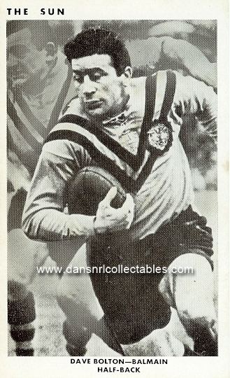 Dave Bolton 1967 The Sun Rugby League Card Dave Bolton Balmain Tigers 2751