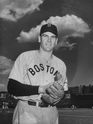 Dave Ferriss Red Sox Player Dave Ferriss Posing with Glove in His Hands