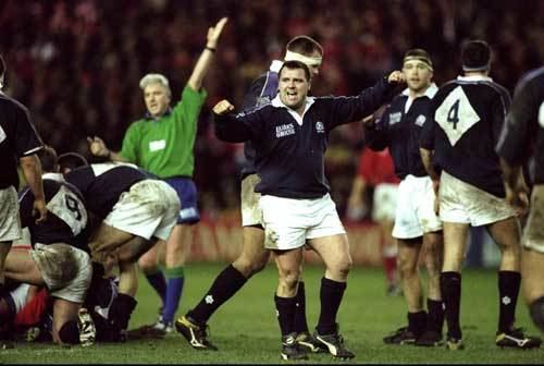 Dave Hilton (rugby union) Dave Hilton celebrates victory over Wales Rugby Union Photo