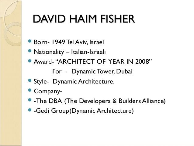 David Fisher (architect) Dr ar david h fisher