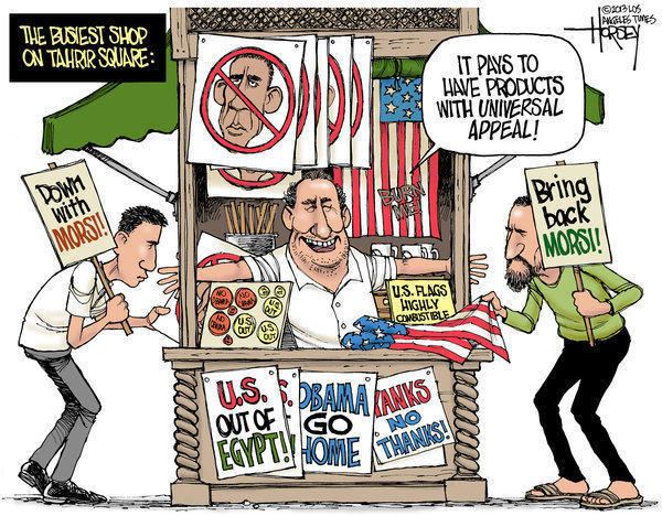 David Horsey Obama struggles to find the right side to be on in Egypt