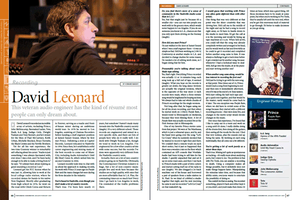 David Leonard (record producer) An interview with record producer David Leonard
