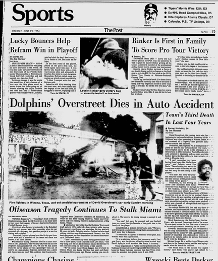 David Overstreet 30 years ago today Dolphins running back David Overstreet