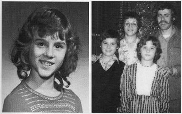 On left, David Reimer smiling and wearing a striped shirt. On right, David Reimer with his family.