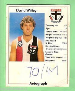 David Wittey D21 St KILDA AFL SUPPORTERS CARD DAVID WITTEY eBay