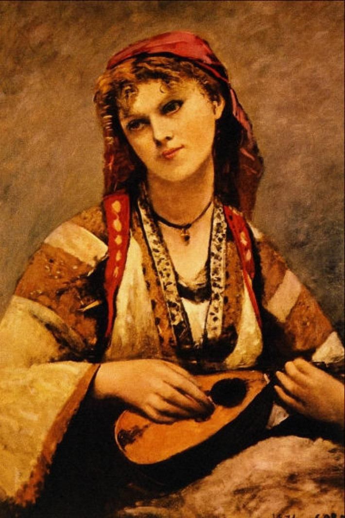 De zigeunerin JeanBaptiste Camille Corot De zigeunerin met de mandoline 1874