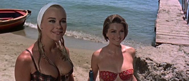 Deadlier Than the Male movie scenes Elke Sommer and Sylvia Koscina get busy proving they are DEADLIER THAN THE MALE 