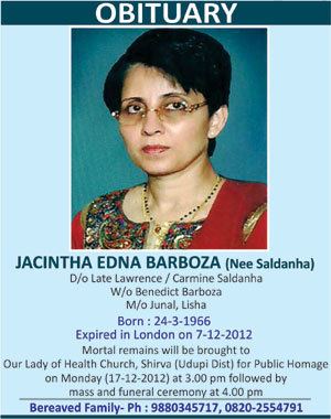 Suicide of Jacintha Saldanha Jacintha Saldanha 46 ShirvaBristol UK Daijiworldcom