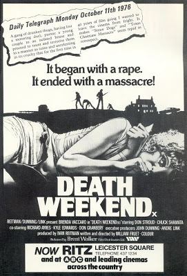 Death Weekend BLACK HOLE REVIEWS Not on DVD DEATH WEEKEND 1976 your typical