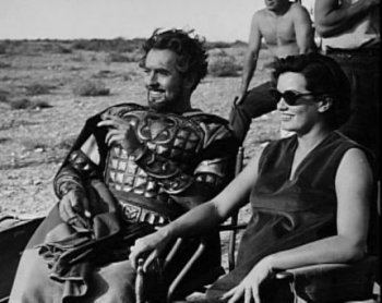 Deborah Ann Minardos with Tyrone Power while on Scenes & Stills from Uncompleted last film Solomon and Sheba