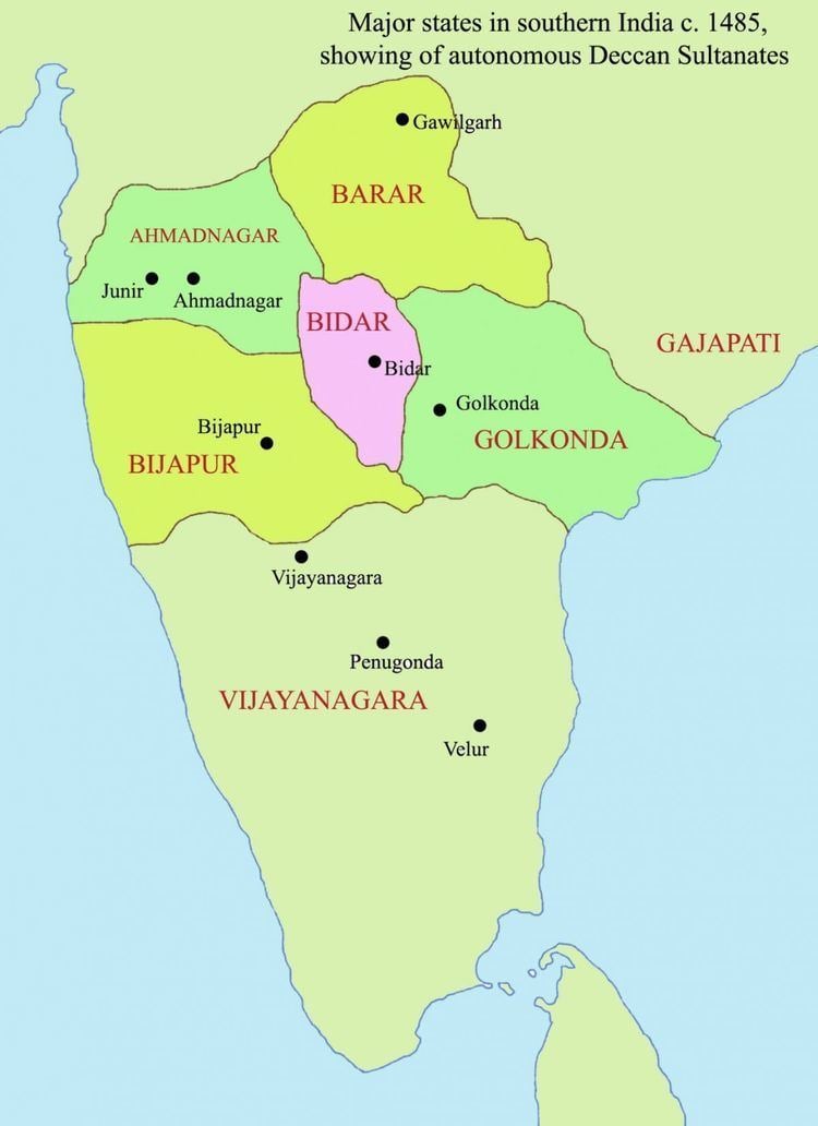 The Major states in southern India on 1485 ruled by the Deccan Sultanates.