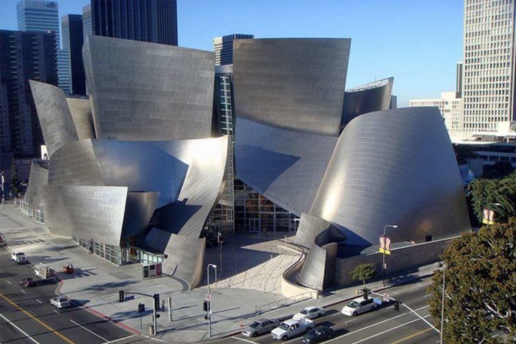The Walt Disney Concert Hall designed by Frank Gehryhall with striking steel architecture