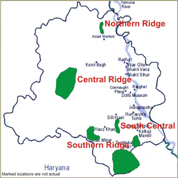 Delhi Ridge Map Delhi Ridge