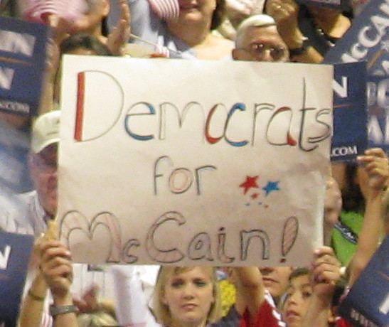 Democratic and liberal support for John McCain in 2008