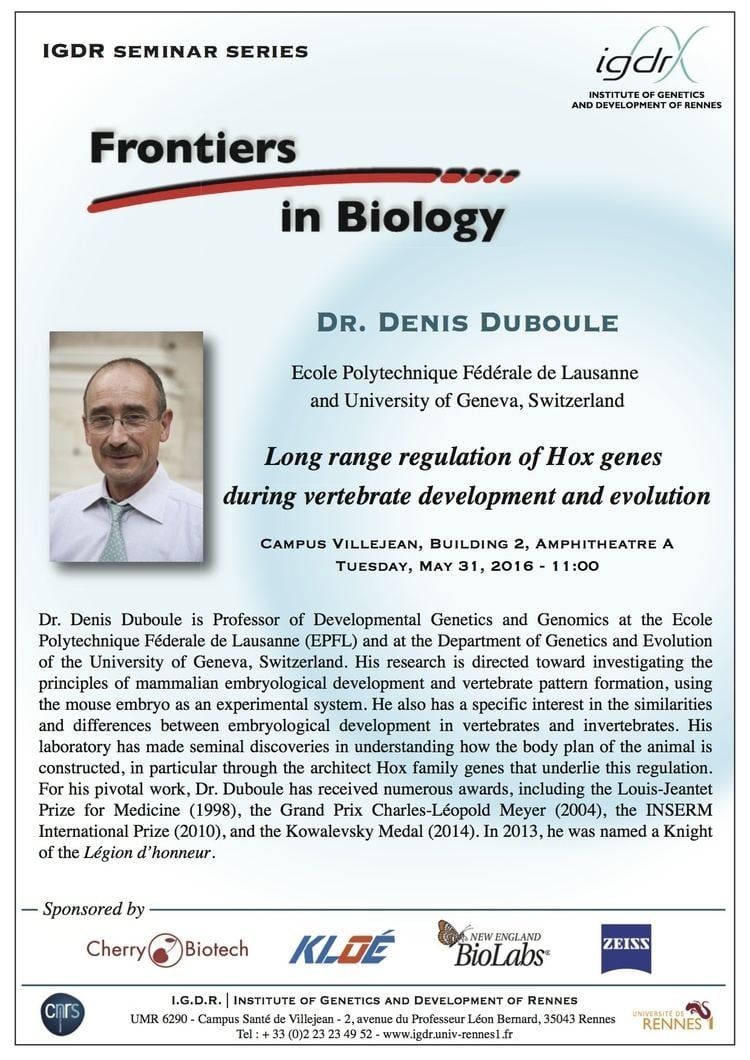 Denis Duboule Frontiers in Biology 2016