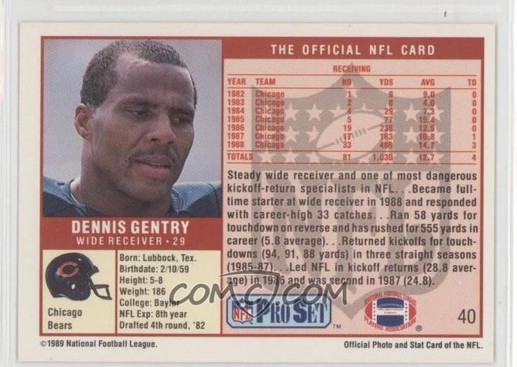 Autograph Warehouse 653081 Dennis Gentry Autographed Football Card - Chicago Bears SC - 1990 Topps No.371