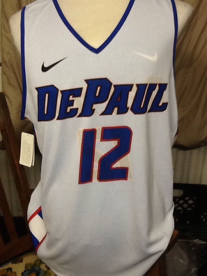 DePaul Blue Demons men's basketball nike depaul blue demons mens large basketball jersey 12 Reversible