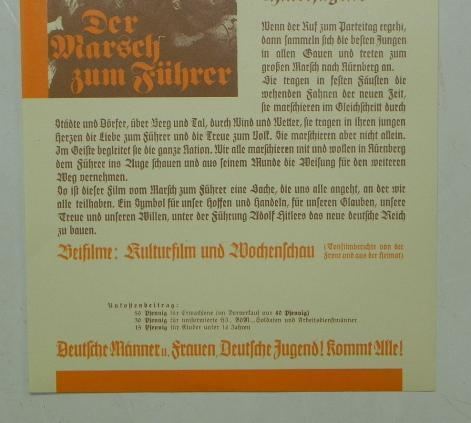 Der Marsch zum Führer Rare Hitler Youth Movie Propaganda Flyer Der Marsch Zum Fhrer Leni
