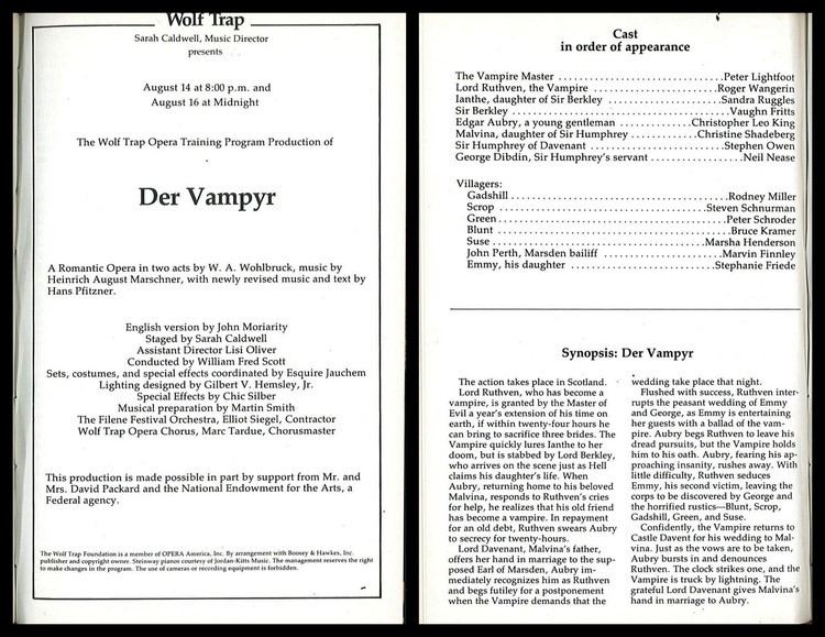 Der Vampyr WTOTP 1980 Der Vampyr Wolf Trap Opera