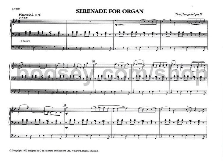 Derek Bourgeois Bourgeois Derek Serenade Op 22 For Organ Solo