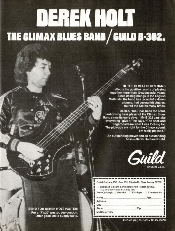 Derek Holt Derek Holt Climax Blues Band Guild B302 Guild advertisement 1981