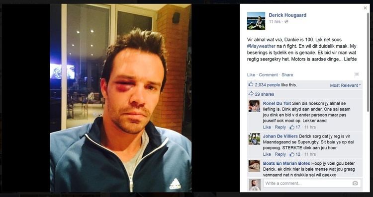 Derick Hougaard Derick Hougaard shares pic of car crash injury on Facebook Channel24