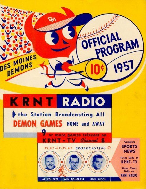 Des Moines Demons KRNT Baseball Program 1957 Des Moines Demons