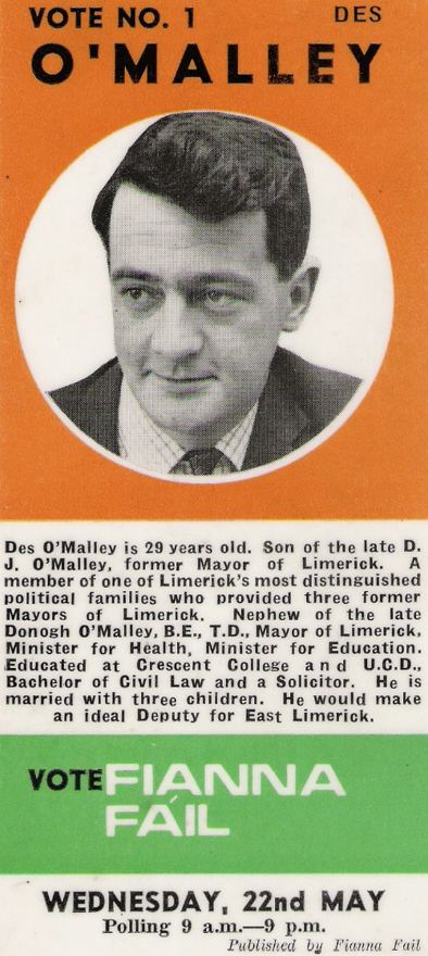 Desmond O'Malley Des O39Malley Irish Election Literature