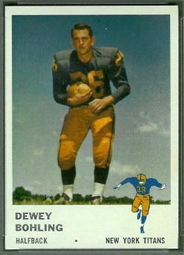 Dewey Bohling Dewey Bohling 1961 Fleer 214 Vintage Football Card Gallery