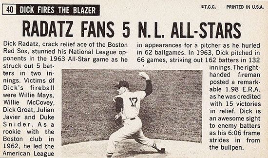 Dick Radatz Dick Radatz Baseball Stats by Baseball Almanac