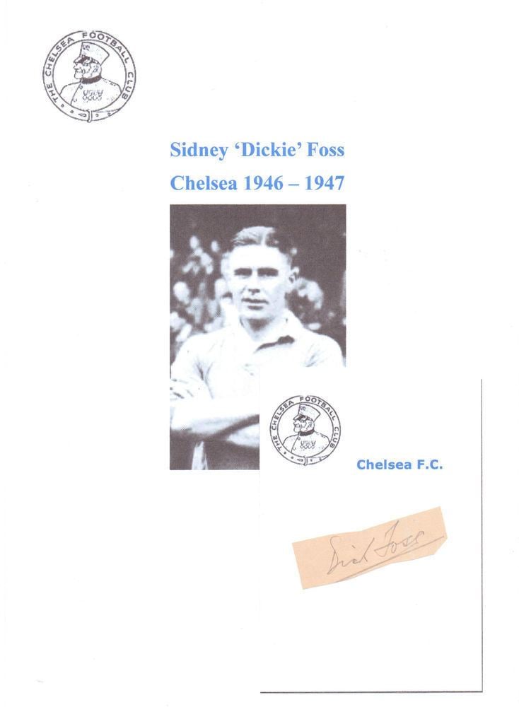 Dickie Foss DICKIE FOSS CHELSEA 19361947 VERY RARE ORIG HAND SIGNED CUTTING