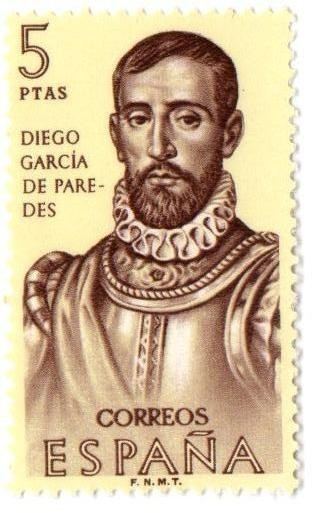 Diego García de Paredes Stamp ESPAA Forjadores de Amrica Diego Garca de Paredes 5 ptas