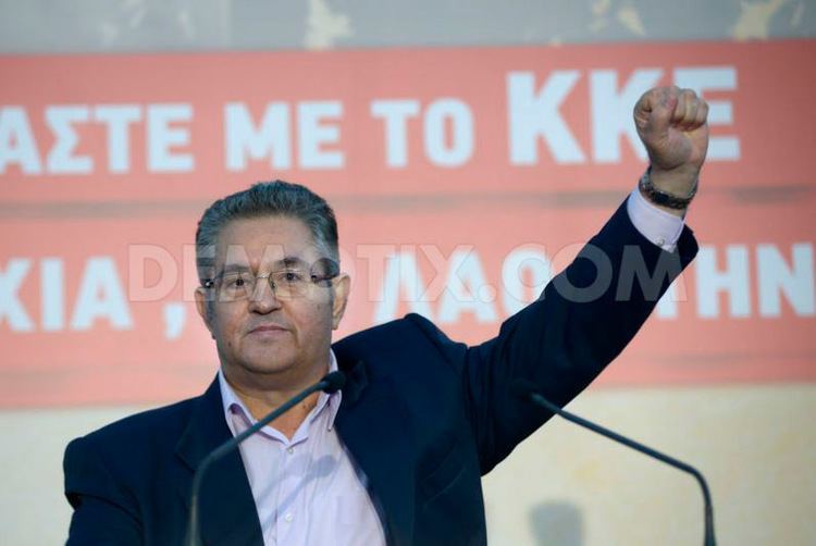 Dimitris Koutsoumpas New leader of Greek Communist Party gives his first public