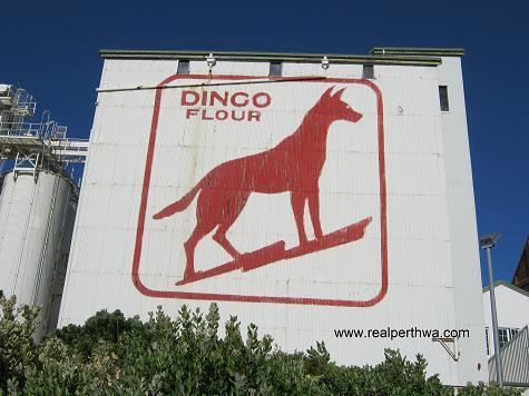Dingo Flour sign The red Dingo Flour sign and Alan Bond