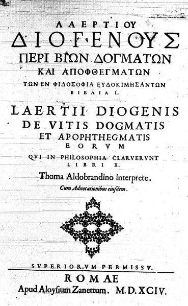 Diogenes Laertius Lives and Opinions of Eminent Philosophers Wikipedia