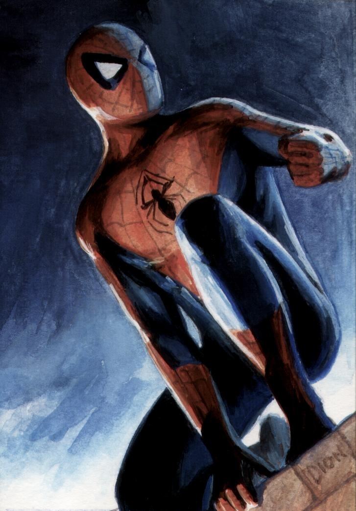 Dion Hamill Spiderman painted sketch card by Dion Hamill in Dave Kopeckis