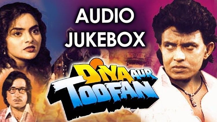 Audio jukebox poster of Diya Aur Toofan, featuring Mithun Chakraborty, Madhoo, and Shakti Kapoor.