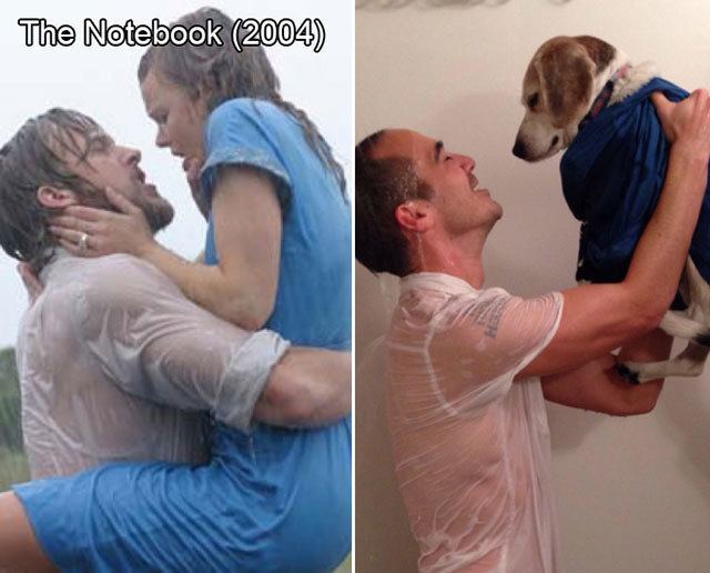 Dog Trouble movie scenes guy reenacts famous movie scenes with his dog