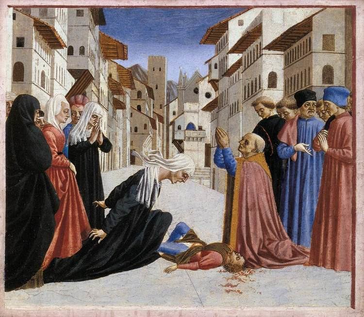 Domenico Veneziano St Zenobius Performs a Miracle predella 4 by DOMENICO