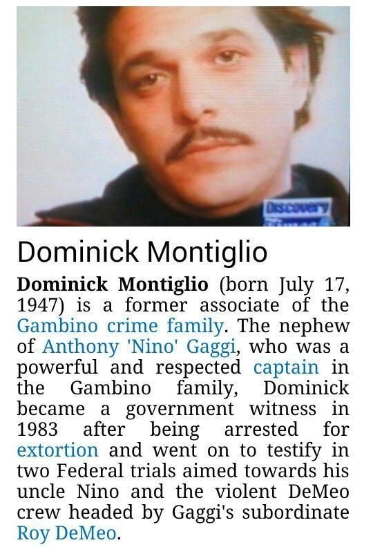 Dominick Montiglio and his personal information