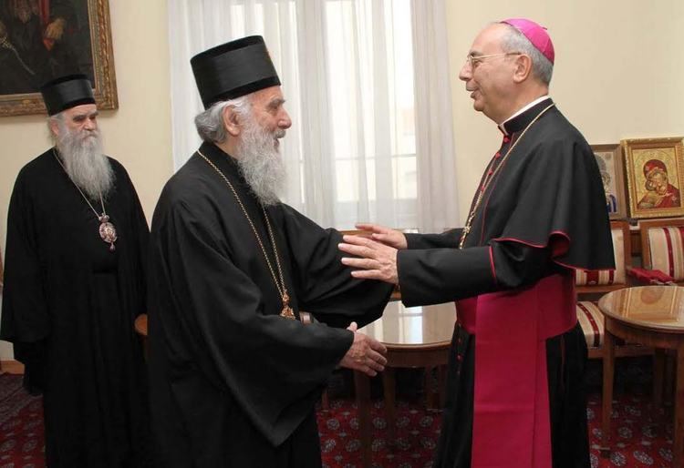 Dominique Mamberti Serbian Patriarch meets with Archbishop Dominique Mamberti