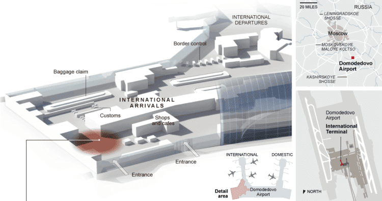 Domodedovo International Airport bombing Map of the Domodedovo Airport Bombing Moscow Graphic NYTimescom